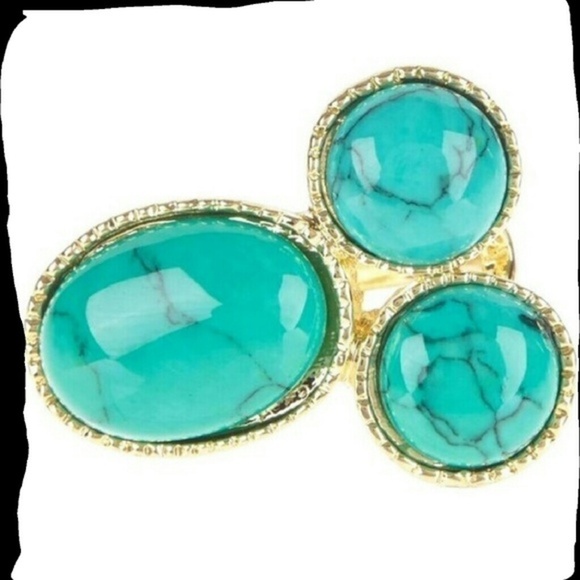 T&J Designs-NWT Turquoise Trio Ring - Picture 1 of 3